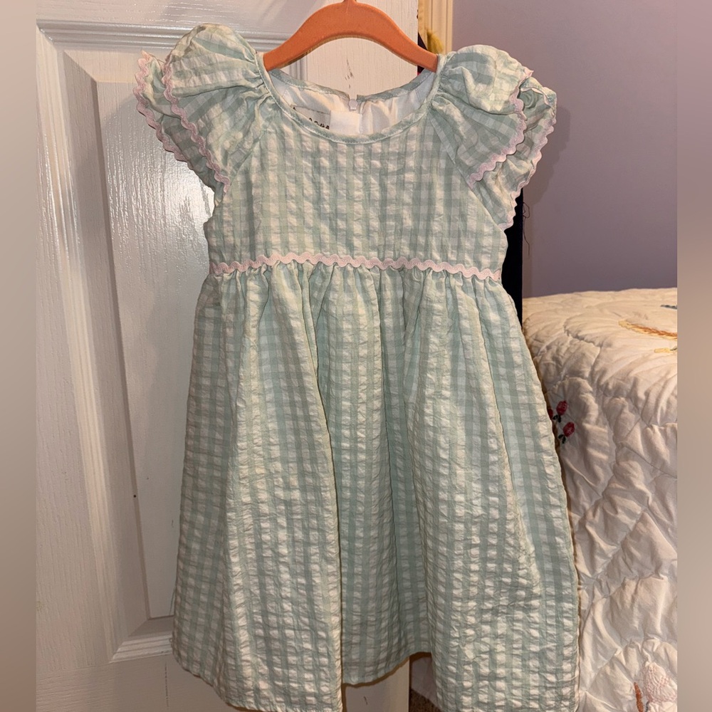 Light blue and pink ruffle dress